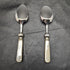 British Antique White Pearl Shell Handle Silver Plated Jam Spoon Pair